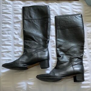 Manolo Blahnik Equestra Black Leather Knee-High Boots